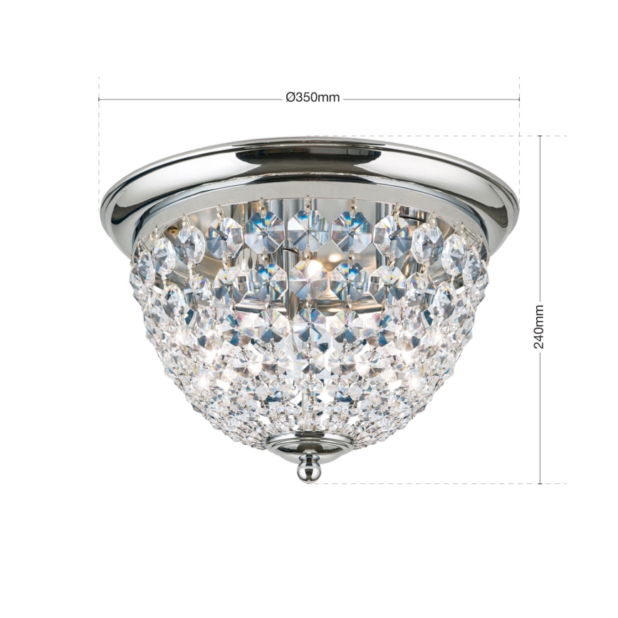 Iluminação de teto de cristal PLAFOND 3xE27/40W/230V diâmetro 35 cm cromado brilhante