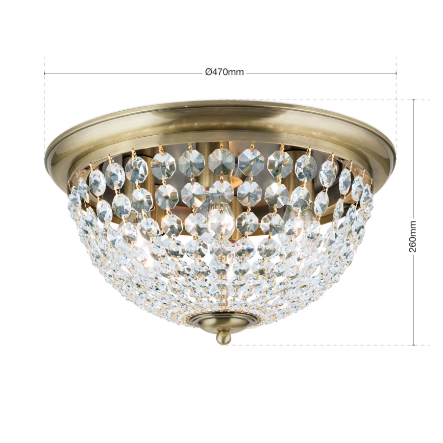 Iluminação de teto de cristal PLAFOND 6xE27/40W/230V diâmetro 47 cm bronze