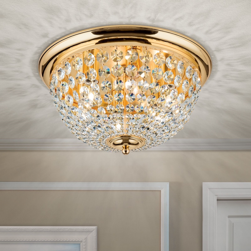 Iluminação de teto de cristal PLAFOND 6xE27/40W/230V diâmetro 47 cm dourado