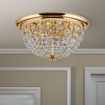 Iluminação de teto de cristal PLAFOND 6xE27/40W/230V diâmetro 47 cm dourado