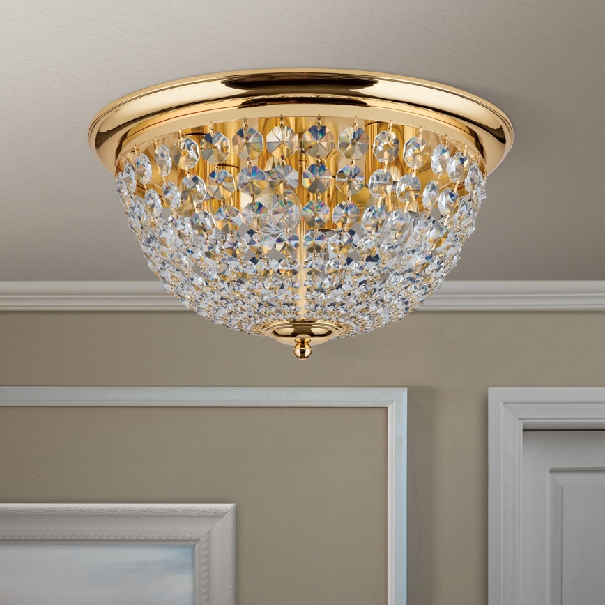 Iluminação de teto de cristal PLAFOND 6xE27/40W/230V diâmetro 47 cm dourado