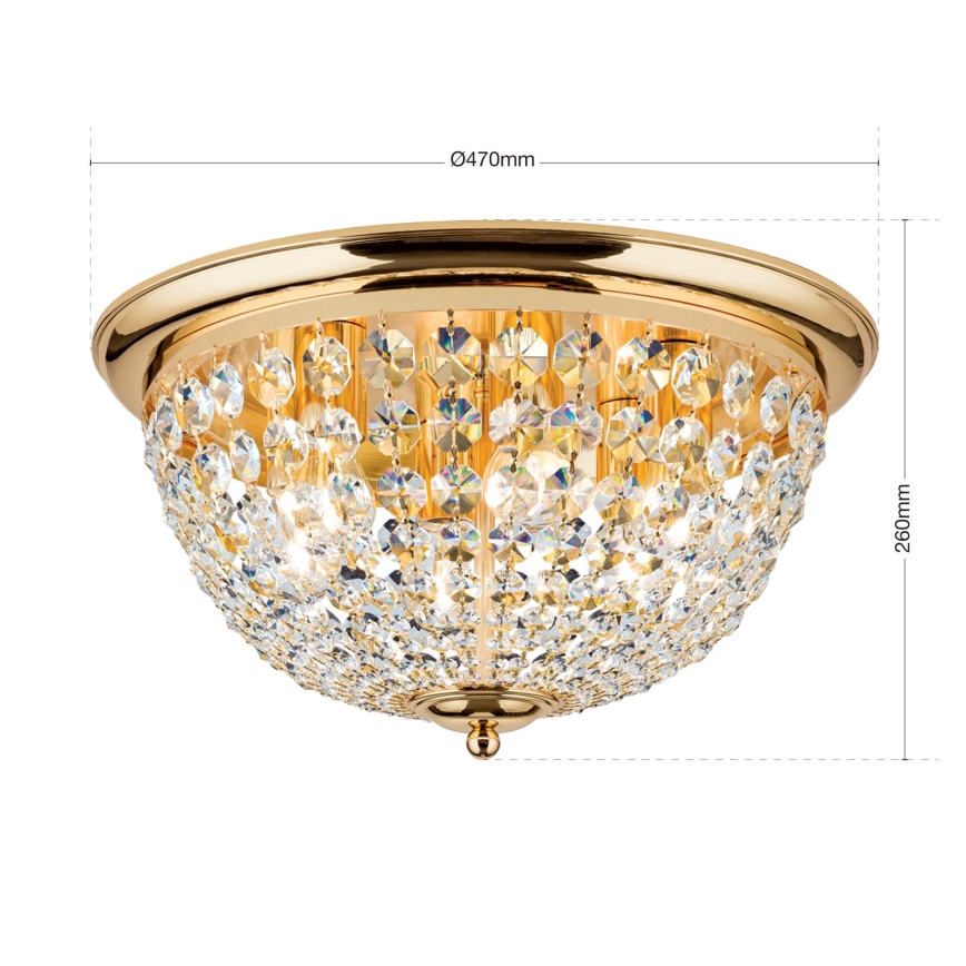 Iluminação de teto de cristal PLAFOND 6xE27/40W/230V diâmetro 47 cm dourado