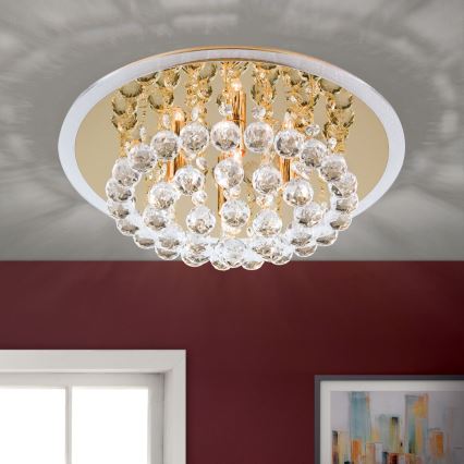 Iluminação de teto de cristal GLORIA 4xG9/40W/230V diâmetro 38 cm dourado