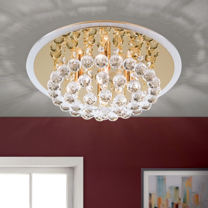 Iluminação de teto de cristal GLORIA 4xG9/40W/230V diâmetro 38 cm dourado