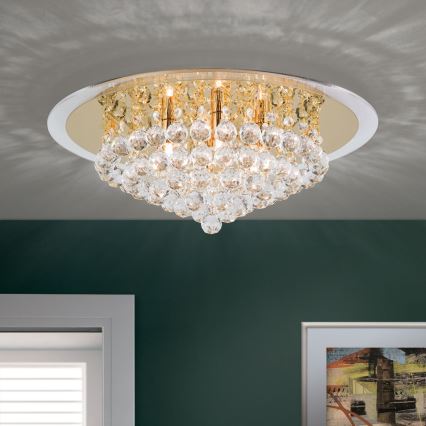 Iluminação de teto de cristal GLORIA 6xG9/40W/230V diâmetro 50 cm dourado