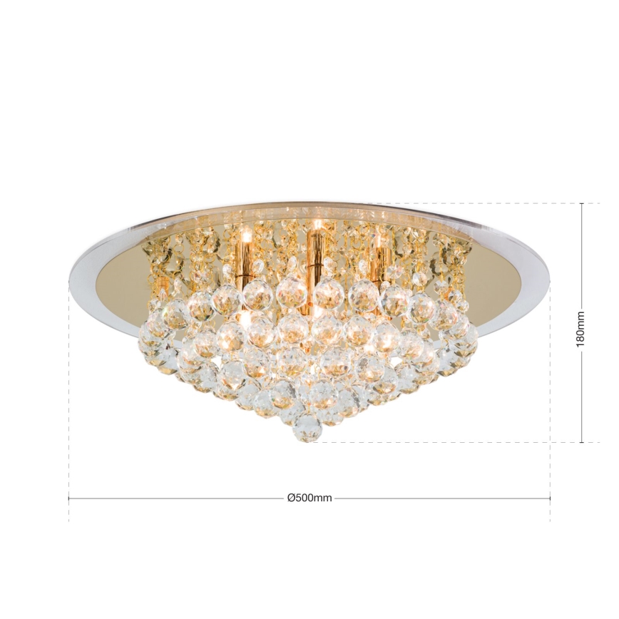 Iluminação de teto de cristal GLORIA 6xG9/40W/230V diâmetro 50 cm dourado