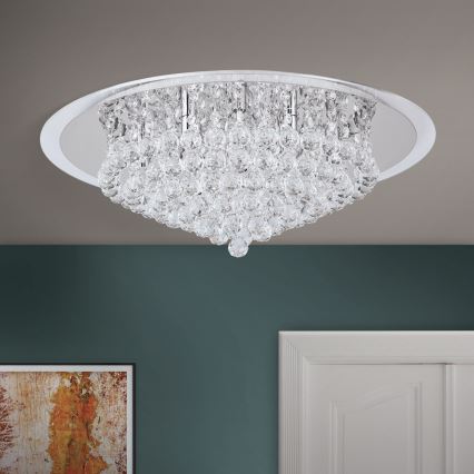 Iluminação de teto de cristal GLORIA 9xG9/40W/230V diâmetro 62 cm transparente/cromado brilhante