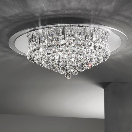 Iluminação de teto de cristal GLORIA 9xG9/40W/230V diâmetro 62 cm transparente/cromado brilhante