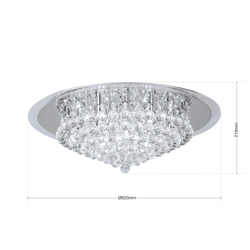 Iluminação de teto de cristal GLORIA 9xG9/40W/230V diâmetro 62 cm transparente/cromado brilhante