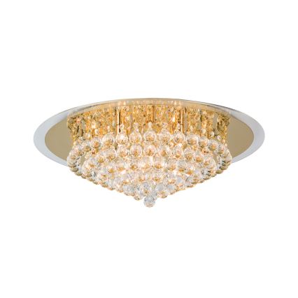 Iluminação de teto em cristal GLORIA 9xG9/40W/230V diâmetro 62 cm dourado