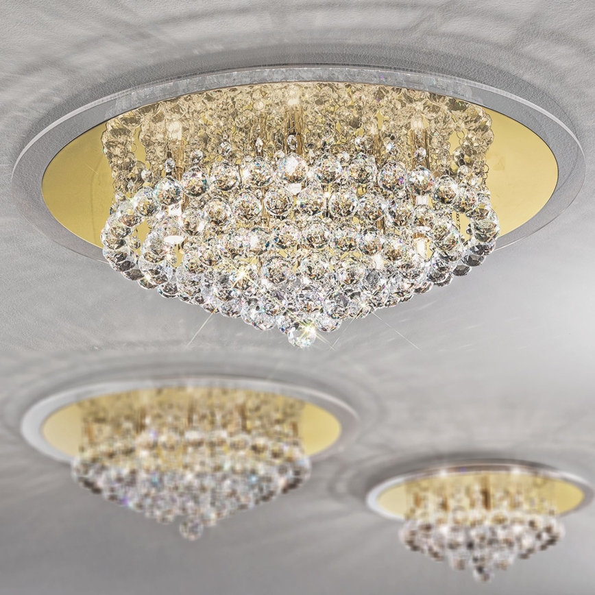 Iluminação de teto em cristal GLORIA 9xG9/40W/230V diâmetro 62 cm dourado