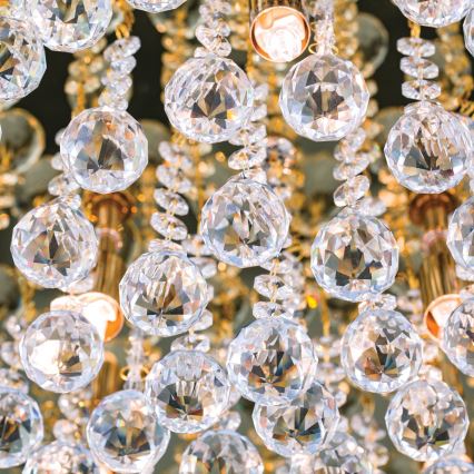 Iluminação de teto em cristal GLORIA 9xG9/40W/230V diâmetro 62 cm dourado