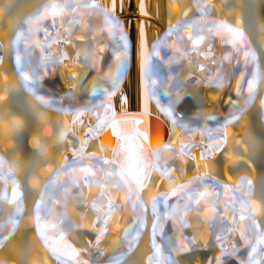 Iluminação de teto em cristal GLORIA 9xG9/40W/230V diâmetro 62 cm dourado