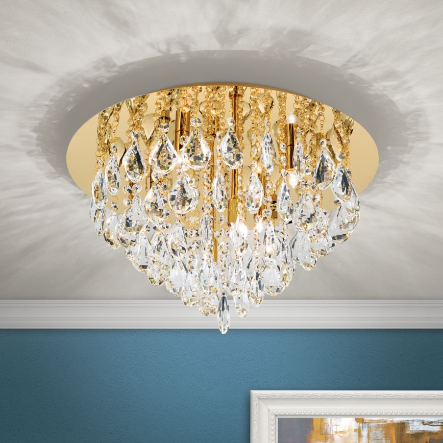 Iluminação de teto de cristal CELESTE 6xG9/40W/230V diâmetro 45 cm dourado