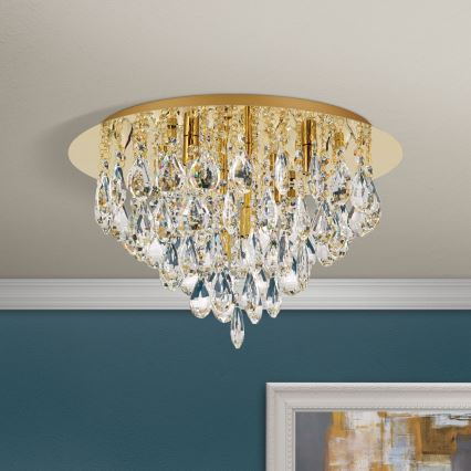 Iluminação de teto de cristal CELESTE 6xG9/40W/230V diâmetro 45 cm dourado