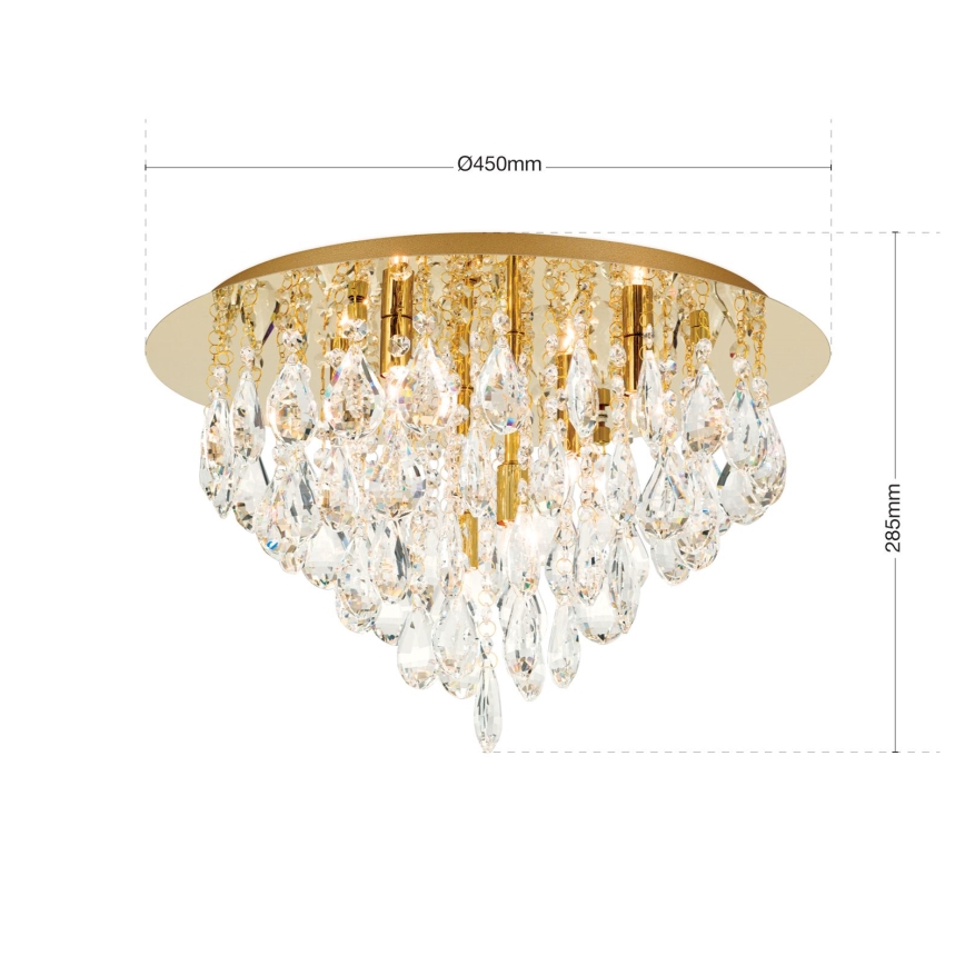 Iluminação de teto de cristal CELESTE 6xG9/40W/230V diâmetro 45 cm dourado