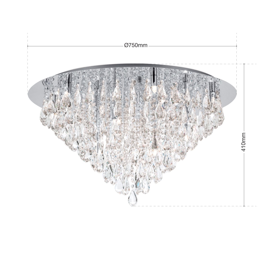 Iluminação de teto em cristal CELESTE 12xG9/40W/230V diâmetro 75 cm cromado brilhante