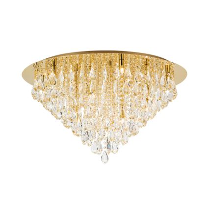 Iluminação de teto em cristal CELESTE 12xG9/40W/230V diâmetro 75 cm dourado
