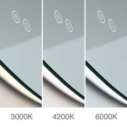 Espelho de parede aquecido para casa de banho com iluminação LED FOCUS LED/30W/230V 3000/4200/6000K Ø 100 cm IP44