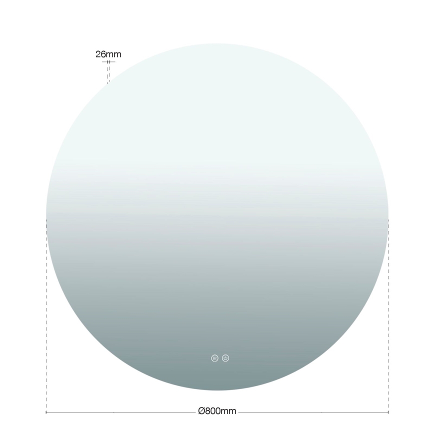 Espelho de parede aquecido para casa de banho com retroiluminação FOCUS LED/27W/230V 3000/4200/6000K diâmetro 80 cm IP44