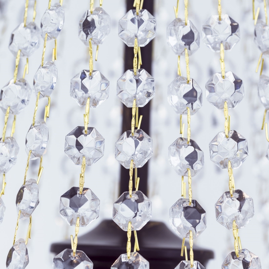 Candeeiro suspenso de cristal ARILA 3xE27/60W/230V diâmetro 40 cm castanho/pátina