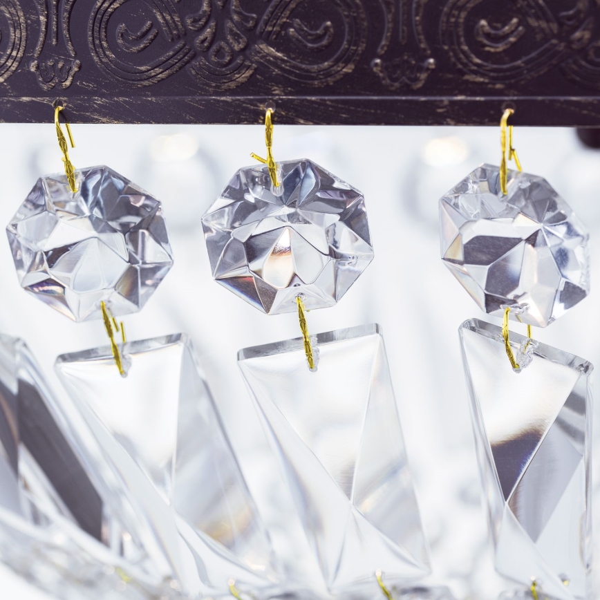 Candeeiro suspenso de cristal ARILA 3xE27/60W/230V diâmetro 40 cm castanho/pátina