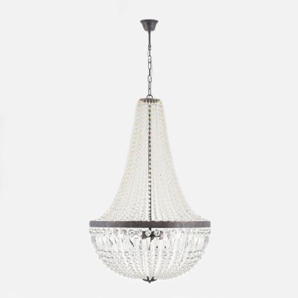 Candeeiro suspenso de cristal ARILA 6xE27/60W/230V diâmetro 60 cm castanho/pátina