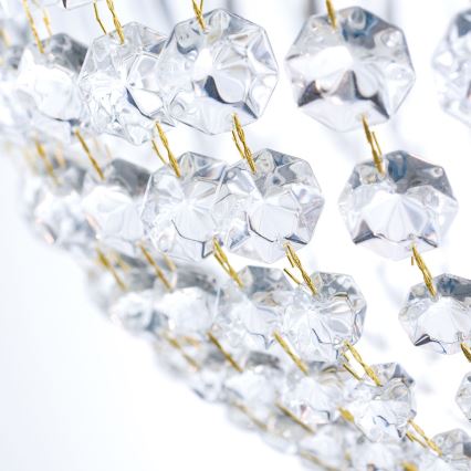 Candeeiro suspenso de cristal ARILA 6xE27/60W/230V diâmetro 60 cm castanho/pátina