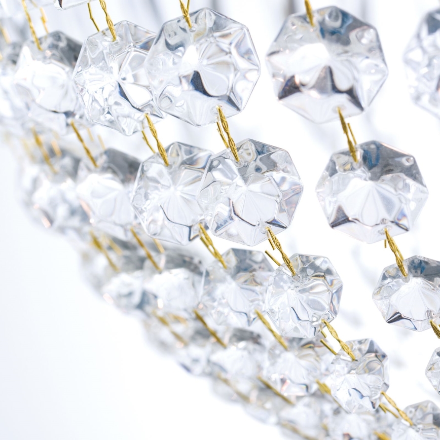 Candeeiro suspenso de cristal ARILA 6xE27/60W/230V diâmetro 60 cm castanho/pátina