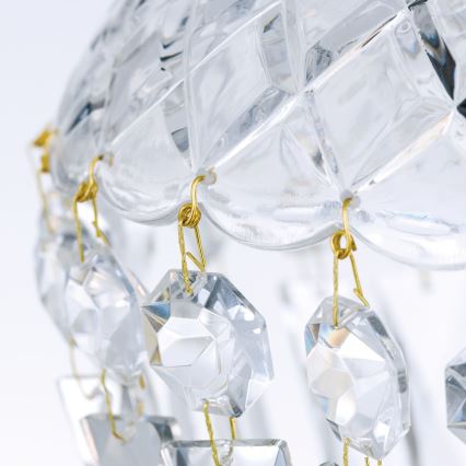 Candeeiro suspenso de cristal ARILA 1xE27/60W/230V diâmetro 25 cm castanho/pátina