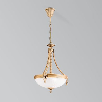 Candeeiro suspenso ROCCA 3xE27/60W/230V diâmetro 32 cm bronze/branco