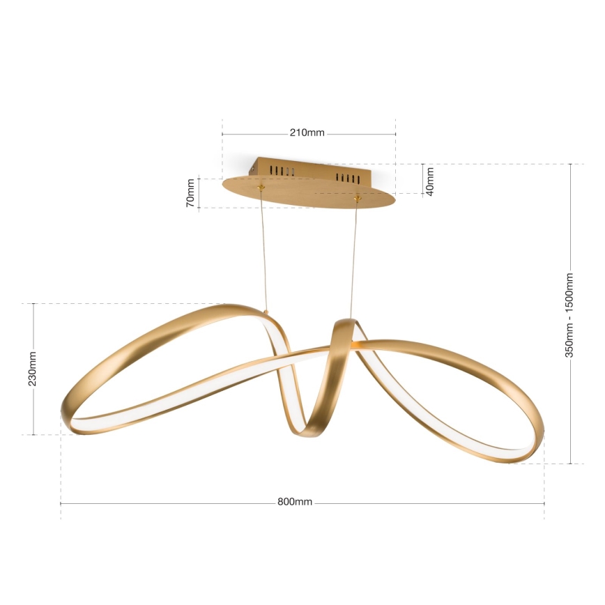 Lustre LED dimmerizável em cabo CIRCUS LED/36W/230V dourado