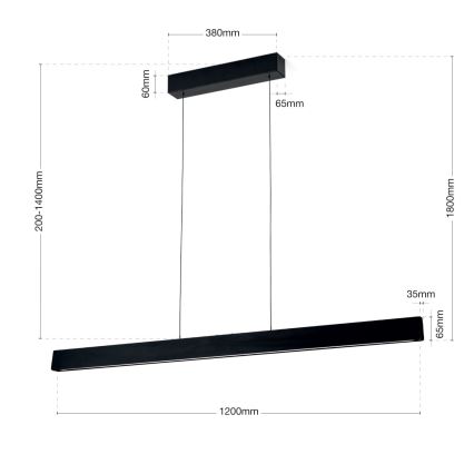 Lustre LED dimmerizável em cabo TARA LED/44W/230V 2700/3800/4500/5700K preto