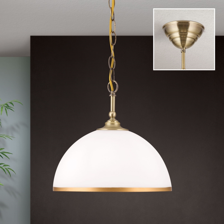 Candeeiro suspenso OLD LAMP 1xE27/40W/230V diâmetro 30 cm branco/latão