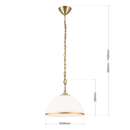 Candeeiro suspenso OLD LAMP 1xE27/40W/230V diâmetro 30 cm branco/latão