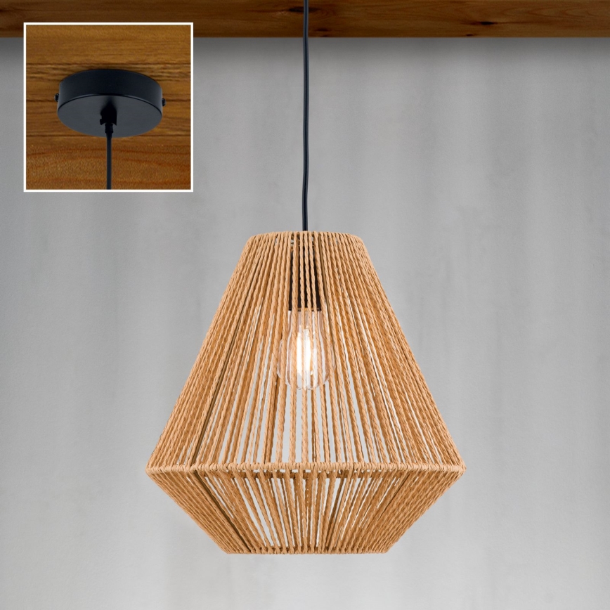 Candeeiro suspenso JUNGLE 1xE27/40W/230V diâmetro 31 cm cânhamo