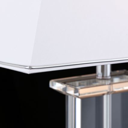 Candeeiro de mesa de cristal VERONIQUE 1xE27/60W/230V branco/transparente