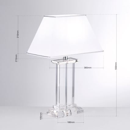 Candeeiro de mesa de cristal VERONIQUE 1xE27/60W/230V branco/transparente