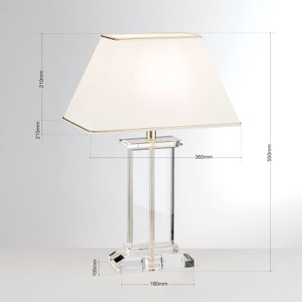 Candeeiro de mesa de cristal VERONIQUE 1xE27/60W/230V creme/transparente