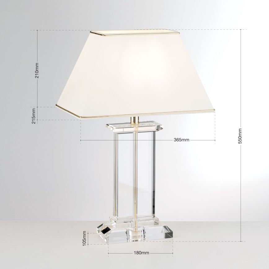Candeeiro de mesa de cristal VERONIQUE 1xE27/60W/230V creme/transparente