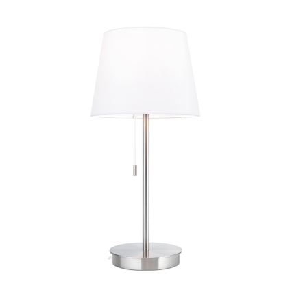 Candeeiro de mesa com porta USB LUDWIG 1xE27/40W/230V 50 cm branco/cromado mate