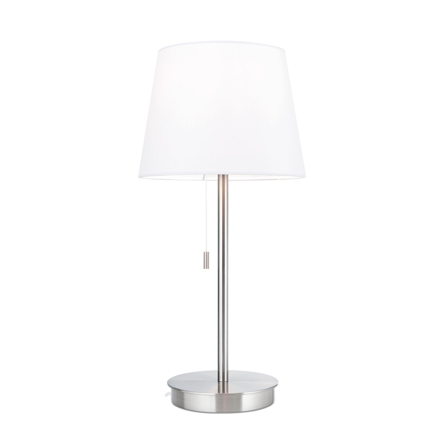 Candeeiro de mesa com porta USB LUDWIG 1xE27/40W/230V 50 cm branco/cromado mate