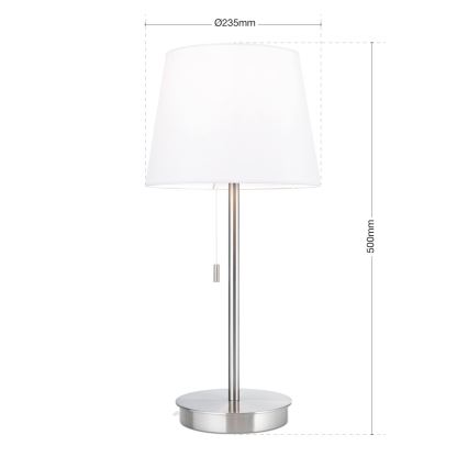 Candeeiro de mesa com porta USB LUDWIG 1xE27/40W/230V 50 cm branco/cromado mate