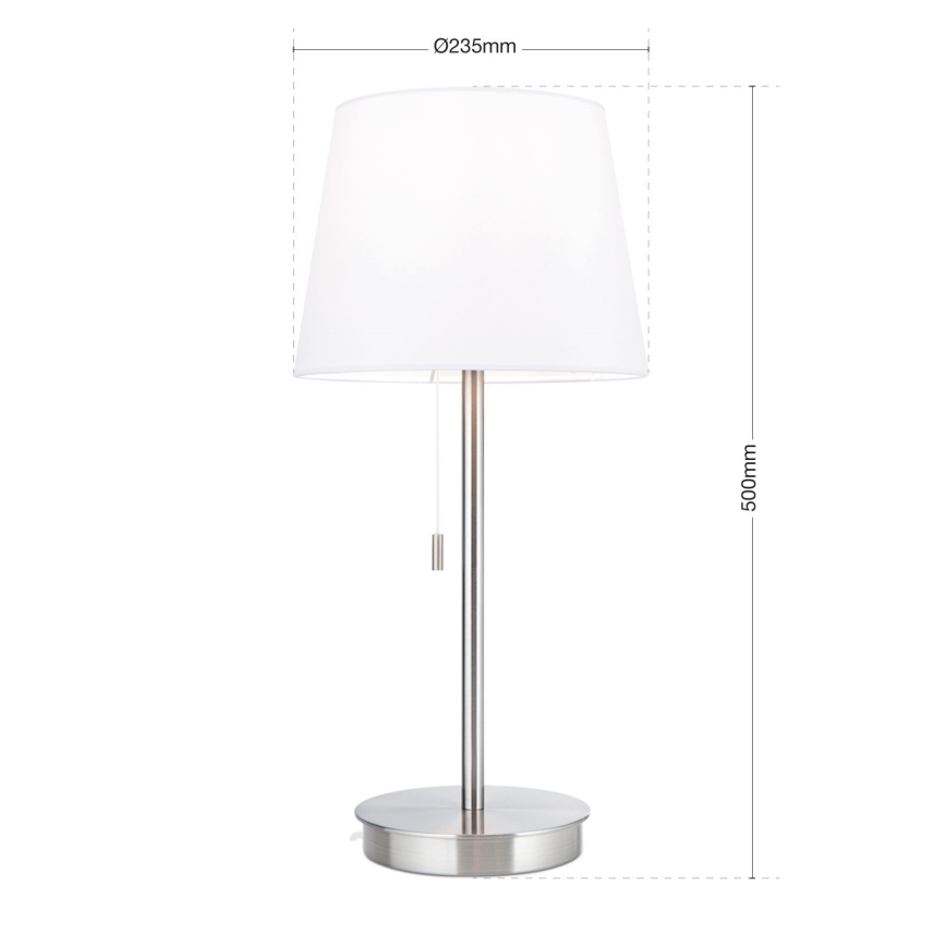 Candeeiro de mesa com porta USB LUDWIG 1xE27/40W/230V 50 cm branco/cromado mate