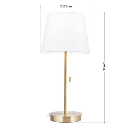 Candeeiro de mesa com porta USB LUDWIG 1xE27/40W/230V 50 cm branco/dourado