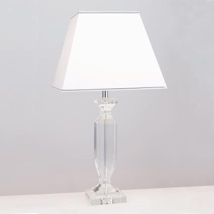 Candeeiro de mesa de cristal POKAL 1xE27/60W/230V branco/transparente