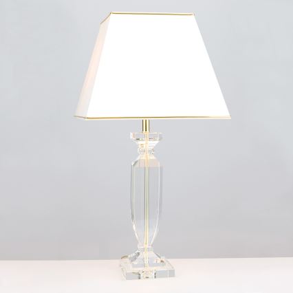 Candeeiro de mesa de cristal POKAL 1xE27/60W/230V creme/transparente