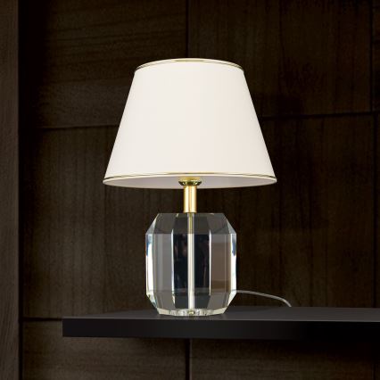 Candeeiro de mesa ALEXIS 1xE27/60W/230V creme/dourado/transparente