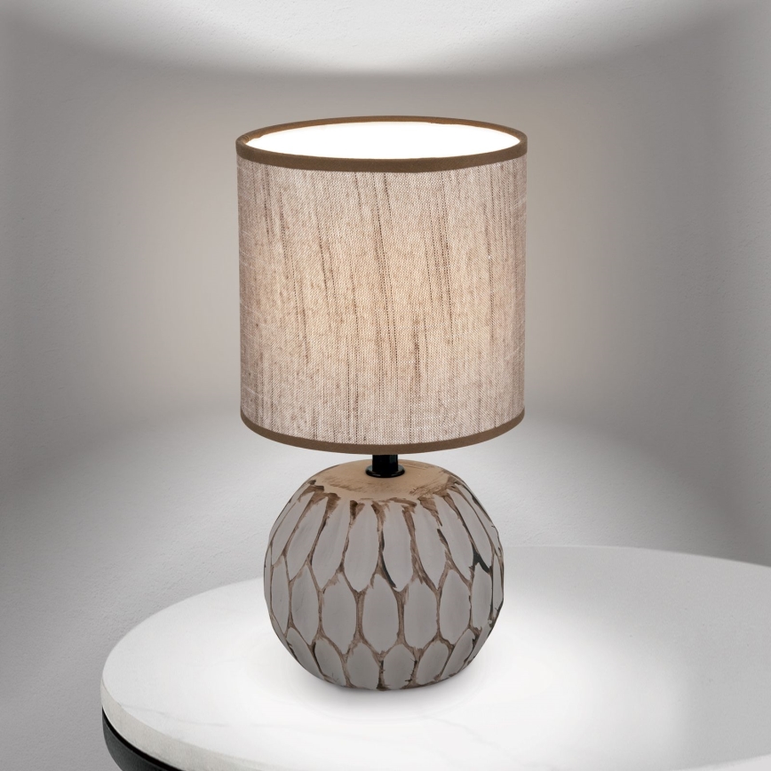 Candeeiro de mesa PINIA 1xE14/25W/230V cerâmica bege/cinzento