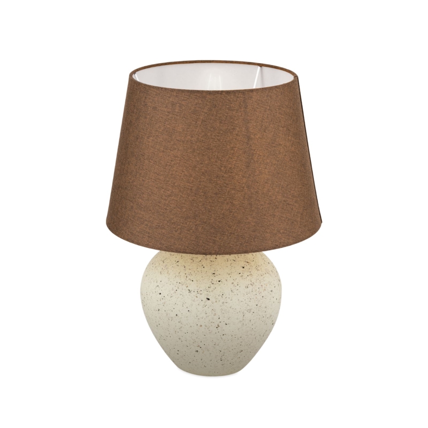 Candeeiro de mesa MASAI 1xE27/40W/230V cerâmica castanho/bege